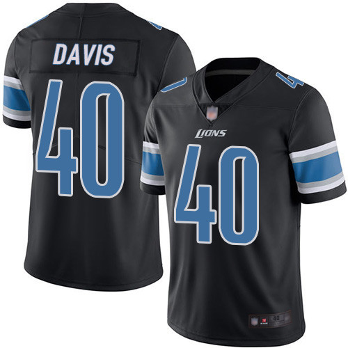 Detroit Lions Limited Black Men Jarrad Davis Jersey NFL Football #40 Rush Vapor Untouchable->youth nfl jersey->Youth Jersey